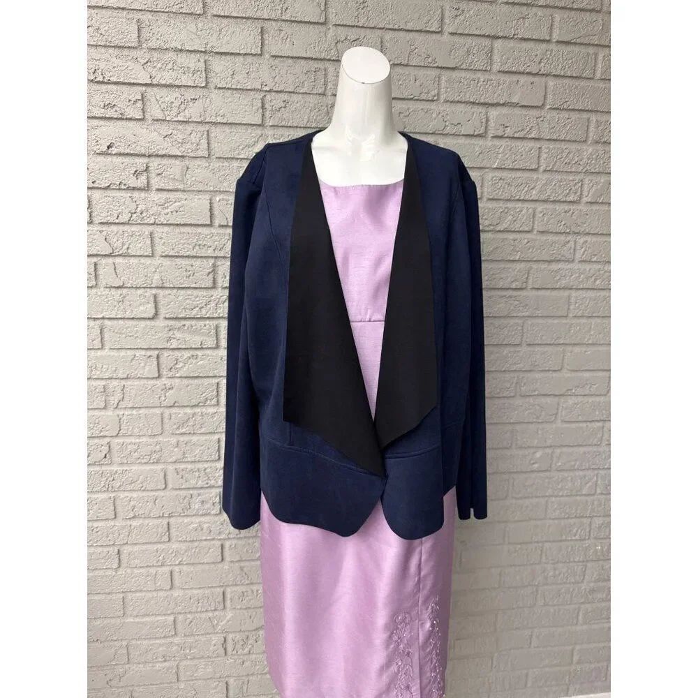 Chico’s Women Navy Long Sleeve Open Front Blazer Size 3